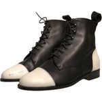 Sergio Rossi Black White Leather Lace Up Flats Ankle Boots Shoes LA12439-40