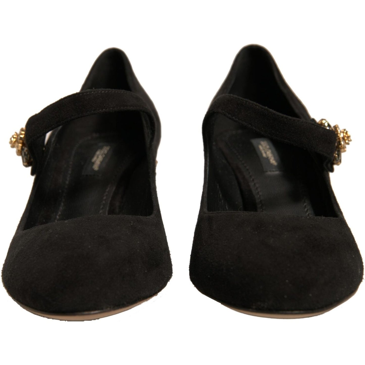Dolce & Gabbana Black Suede Jewelled Mary Jane Pumps Shoes LA12352-37