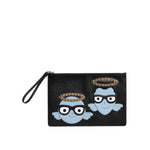 Dolce & Gabbana Black Leather #DGFAMILY Embellished Men Zip Pouch Bag BAG1614