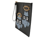 Dolce & Gabbana Black Leather #DGFAMILY Embellished Men Zip Pouch Bag BAG1614