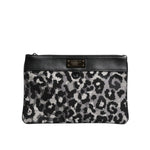 Dolce & Gabbana Multicolor Leopard Jacquard Logo Plaque Men Pouch Bag BAG4051