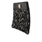 Dolce & Gabbana Multicolor Leopard Jacquard Logo Plaque Men Pouch Bag BAG4051