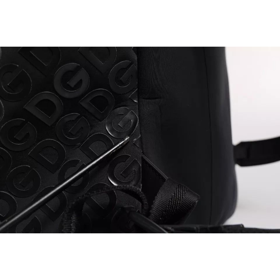 Dolce & Gabbana Black Neoprene Nylon DG Logo School Backpack Bag BAG4064