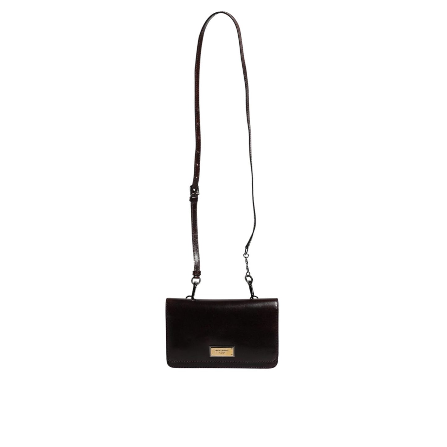 Dolce & Gabbana Maroon Horse Leather Logo Plaque Mini Crossbody Bag BAG4067