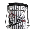 Dolce & Gabbana Black White Striped Polyester Drawstring Bag BAG4072