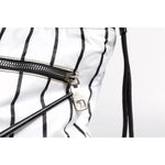 Dolce & Gabbana Black White Striped Polyester Drawstring Bag BAG4072