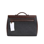 Brunello Cucinelli Brown Gray Leather Cognac Wool Business Tote Bag
