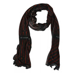 Costume National Black Red Viscose Foulard Branded Scarf