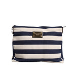 Dolce & Gabbana Blue White Stripes Logo Plaque Tote Bag BAG4006