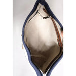 Dolce & Gabbana Blue White Stripes Logo Plaque Tote Bag BAG4006