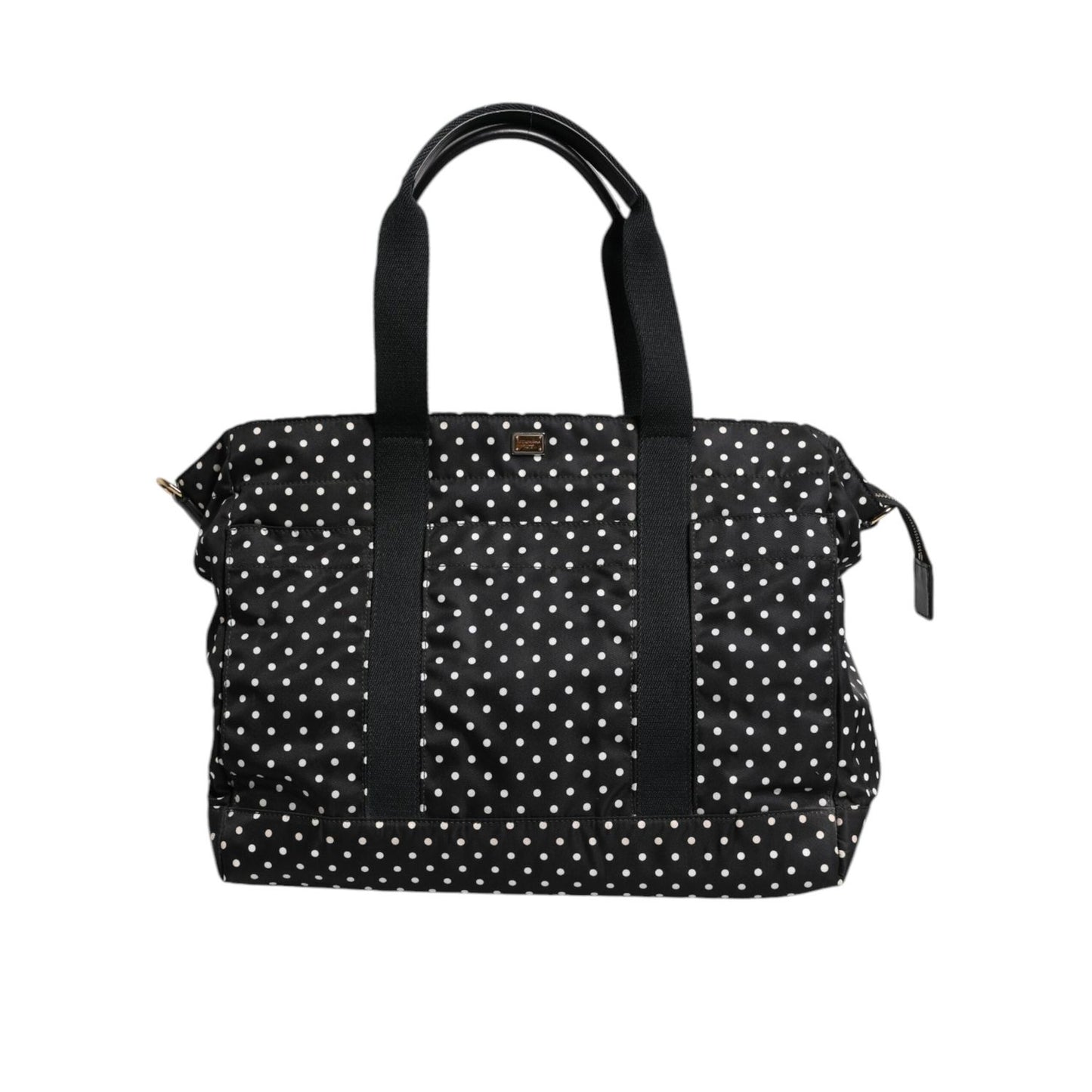 Dolce & Gabbana Black PolkaDot Nylon Shoulder Baby Tote Diaper Bag