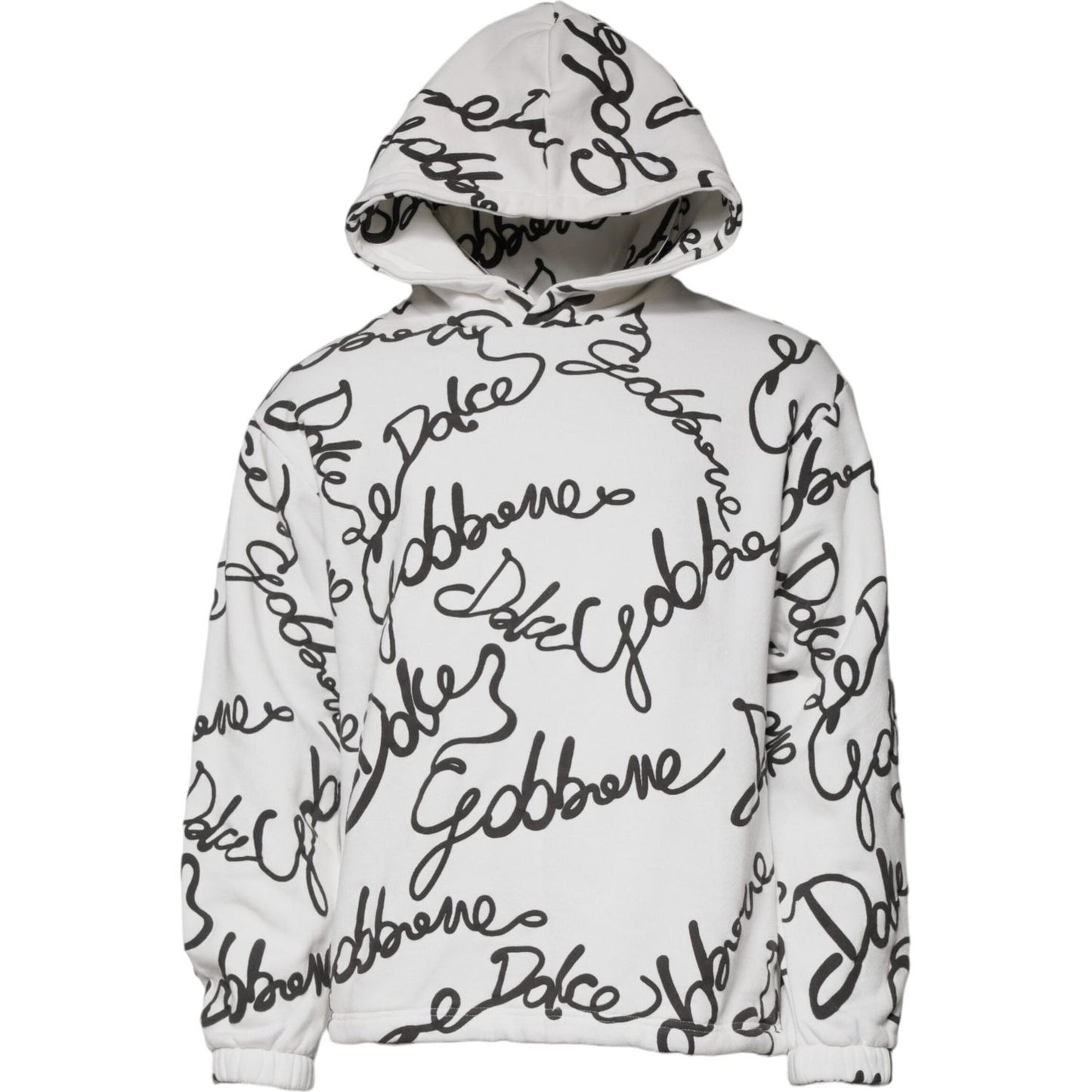 Dolce & Gabbana White Logo Cotton Hooded Sweatshirt Sweater TSH87725-44