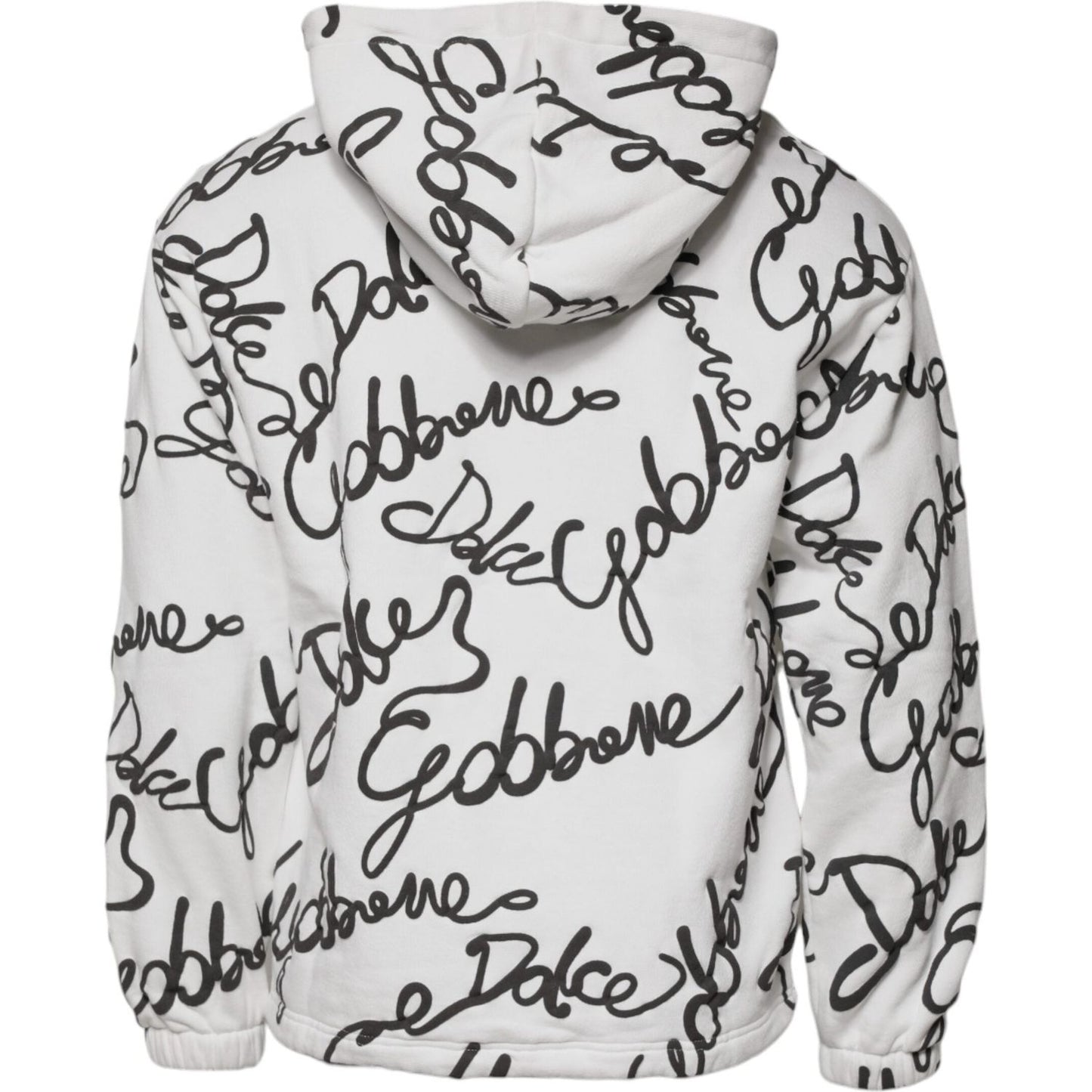 Dolce & Gabbana White Logo Cotton Hooded Sweatshirt Sweater TSH87725-44
