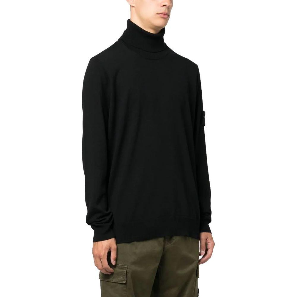 Stone Island Black Wool Men Sweater
