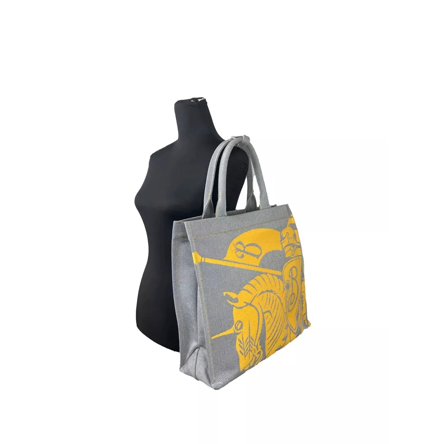 Burberry EKD Canvas Tote Bag With Coin Pouch Sunflower Gray 92324