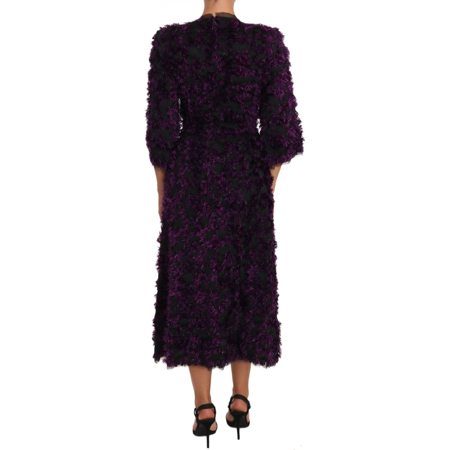 Dolce & Gabbana Purple Fringe Midi Sheath Dress DR1441-40