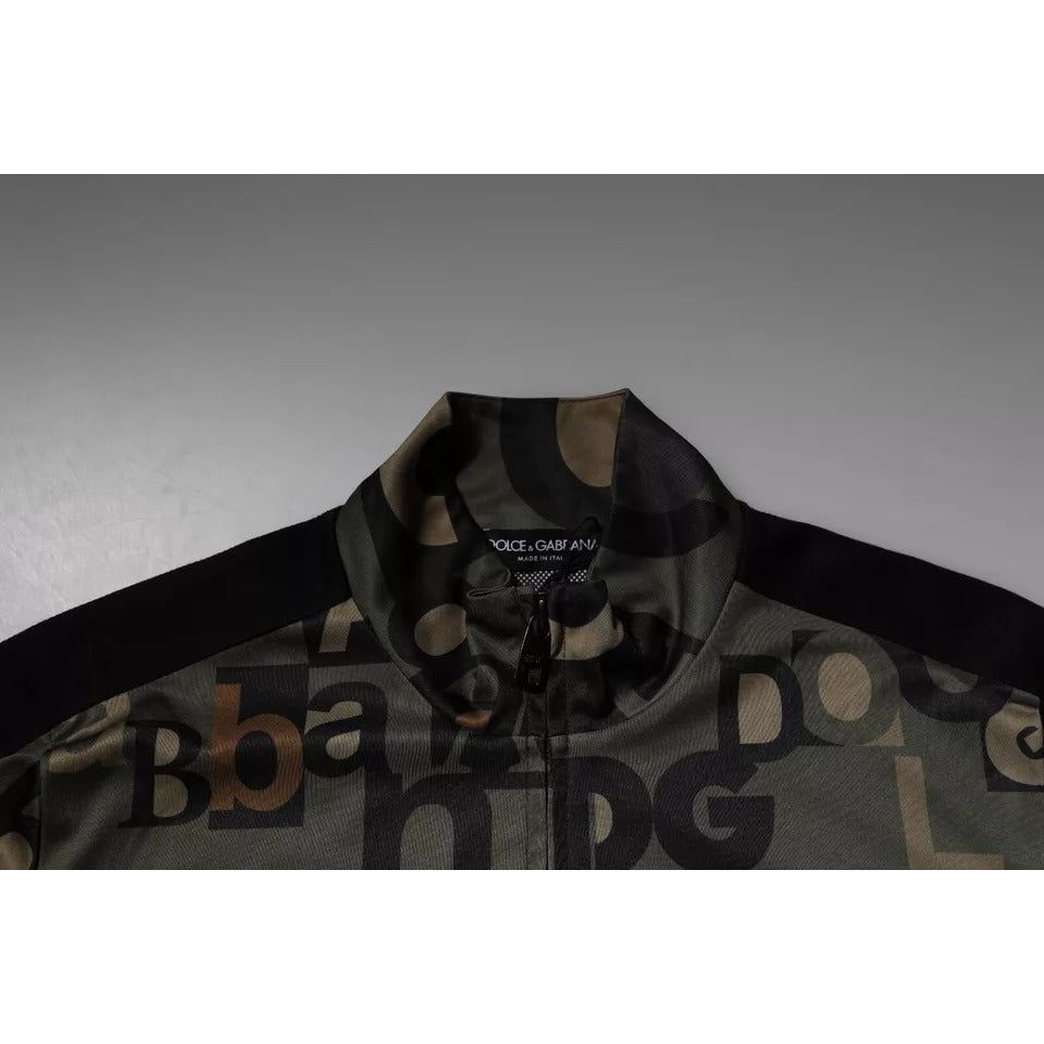Dolce & Gabbana Army Green Polyester Logo Full Zip Sweater TSH90108-54