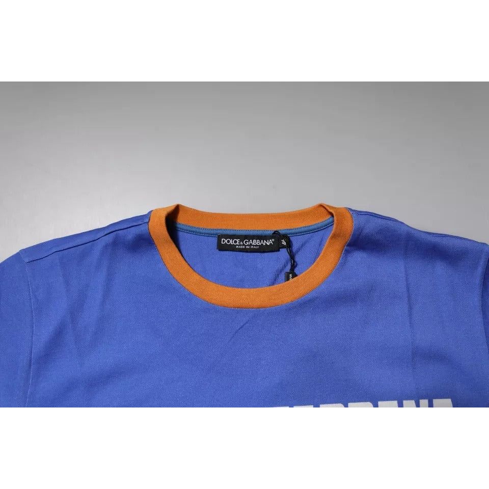 Dolce & Gabbana Blue Graphic Print Cotton Crew Neck T-shirt TSH90023-46