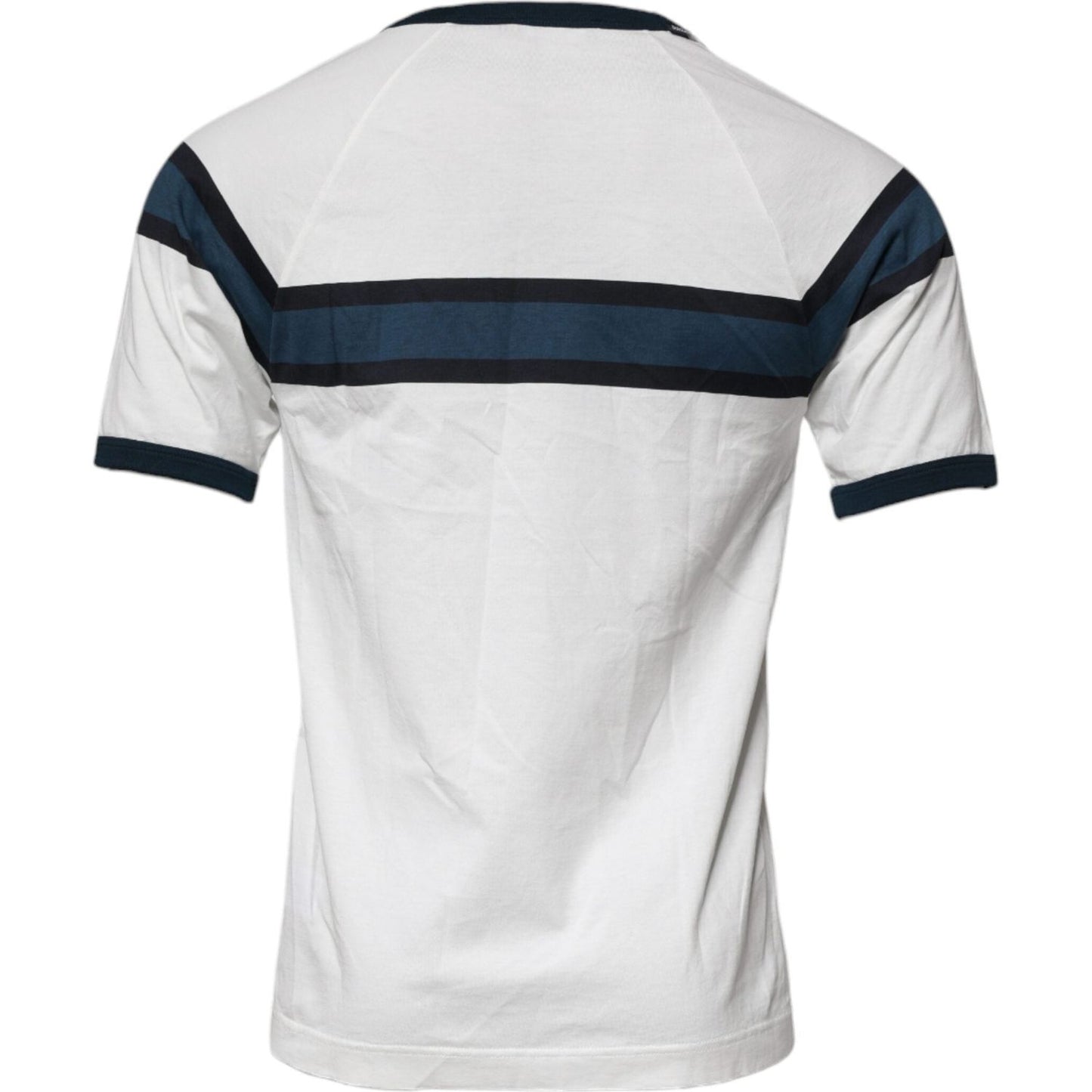 Dolce & Gabbana White Logo Print Cotton Men Crew Neck T-shirt TSH90036-46