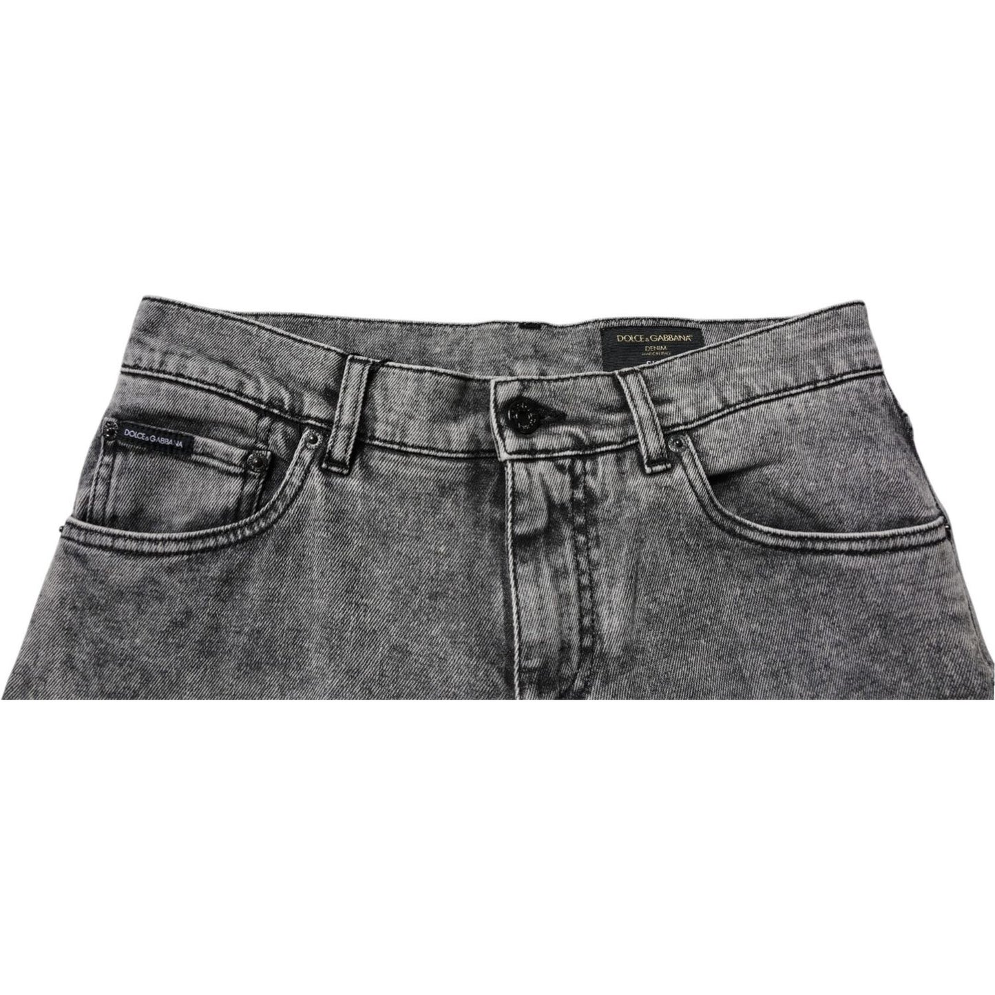 Dolce & Gabbana Dark Gray Washed Cotton Slim Fit Denim Jeans PAN75586-46