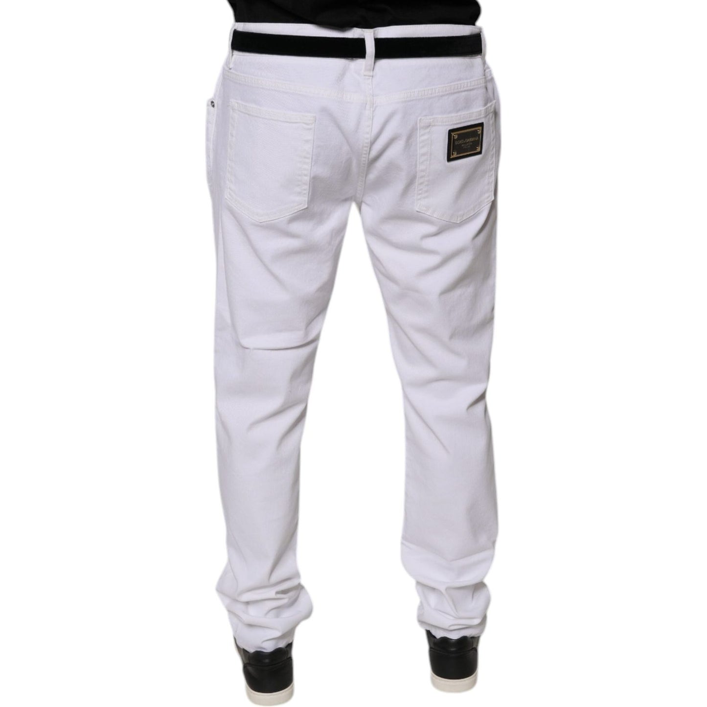 Dolce & Gabbana White Cotton Stretch Skinny Men Denim Jeans PAN76072-44