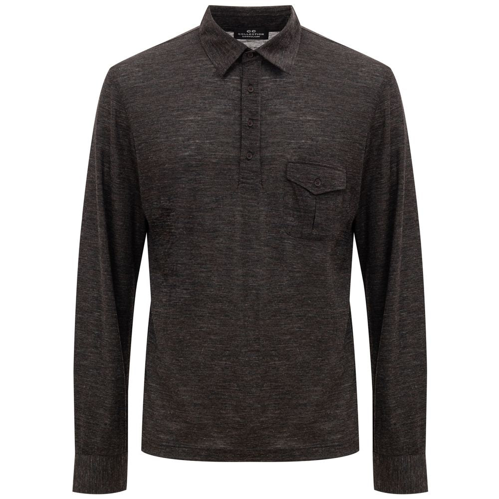 Corneliani Gray Wool Polo Shirt CO-848266220010146-IT50 | L