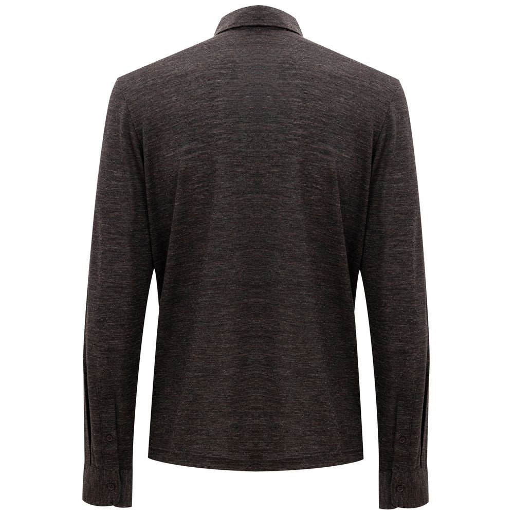 Corneliani Gray Wool Polo Shirt CO-848266220010146-IT50 | L