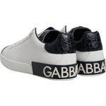 Dolce & Gabbana White Black Leather Portofino Sneaker Shoes MV7036-41