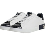 Dolce & Gabbana White Black Leather Portofino Sneaker Shoes MV7037-41.5