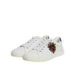 Dolce & Gabbana White Leather Heart Embellished Sneakers Shoes MV7039#2-43
