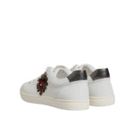 Dolce & Gabbana White Leather Heart Embellished Sneakers Shoes MV7039#2-43