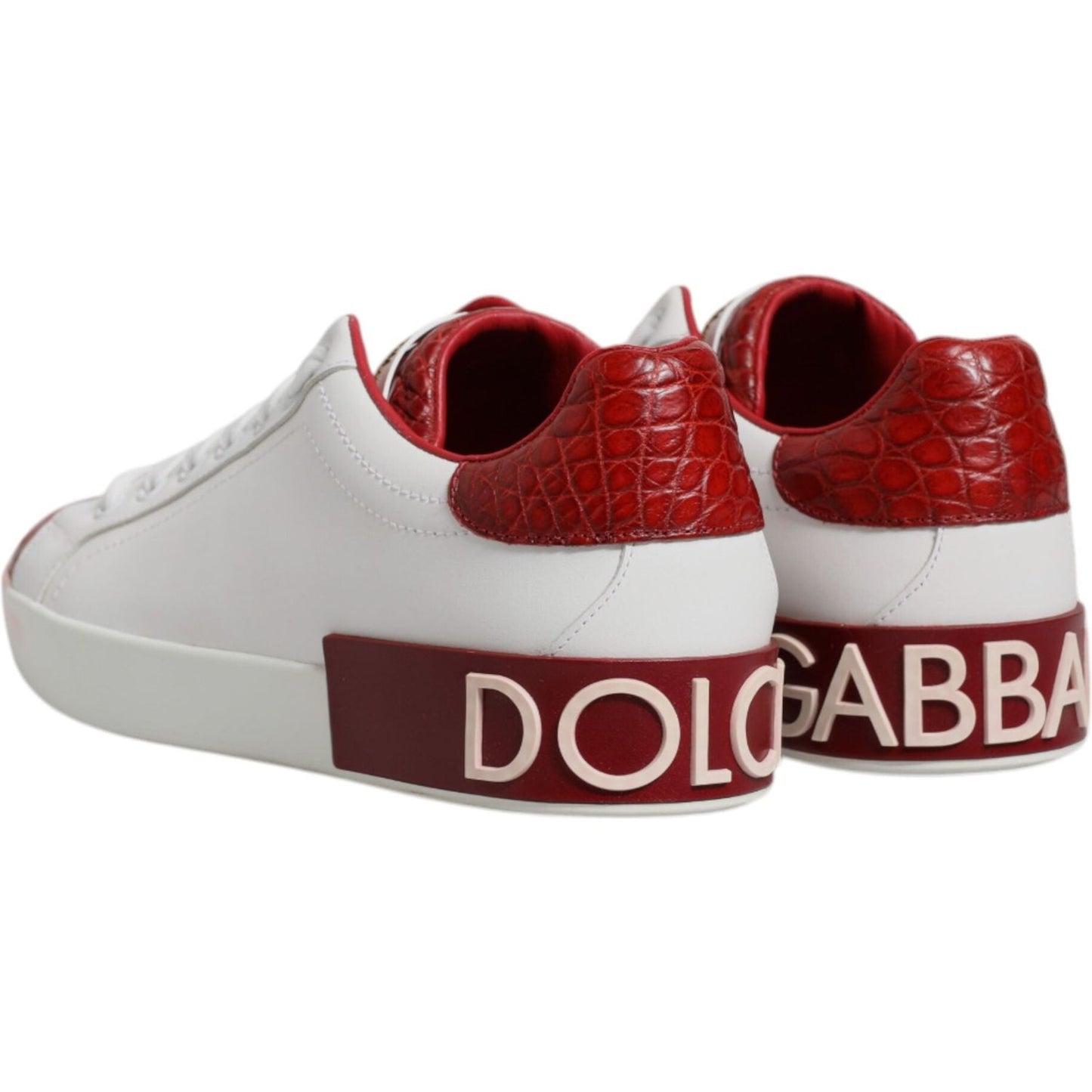 Dolce & Gabbana White Red Leather Portofino Men Sneaker Shoes MV7041-39