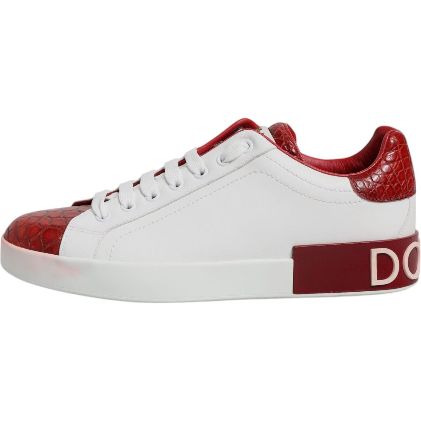 Dolce & Gabbana White Red Leather Portofino Men Sneaker Shoes MV7041-39