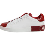 Dolce & Gabbana White Red Leather Portofino Men Sneaker Shoes MV7041-39
