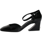Dolce & Gabbana Black Leather Jackie Ankle Strap Sandals Shoes LA12454-37.5