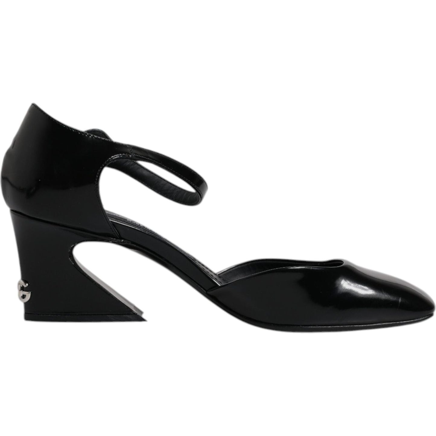 Dolce & Gabbana Black Leather Jackie Ankle Strap Sandals Shoes LA12454-37.5