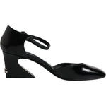 Dolce & Gabbana Black Leather Jackie Ankle Strap Sandals Shoes LA12454-37.5