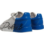 Dolce & Gabbana White Blue Logo Portofino Sneakers Shoes LA12433-36
