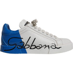 Dolce & Gabbana White Blue Logo Portofino Sneakers Shoes LA12433-36