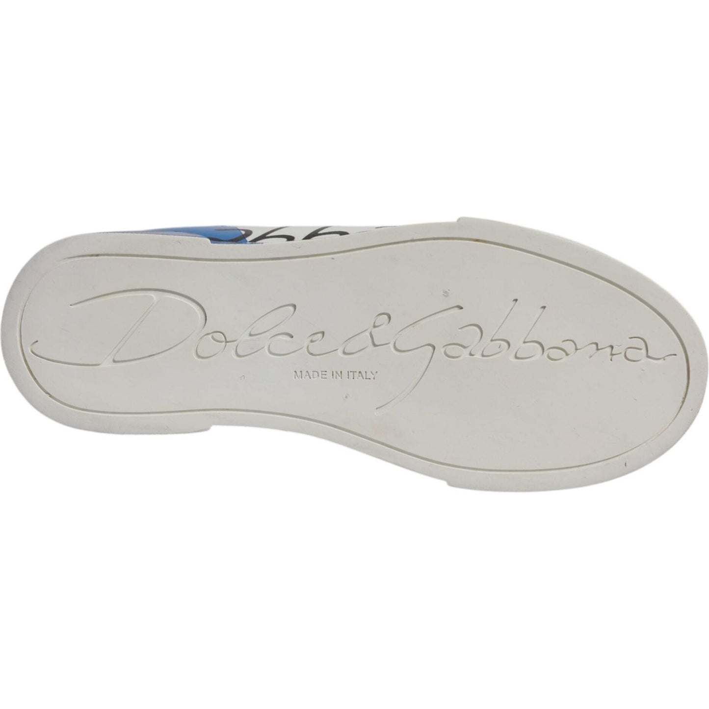 Dolce & Gabbana White Blue Logo Portofino Sneakers Shoes LA12433-36