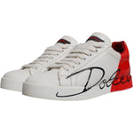 Dolce & Gabbana White Red Logo Portofino Sneakers Shoes LA12436-37