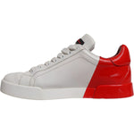 Dolce & Gabbana White Red Logo Portofino Sneakers Shoes LA12436-37