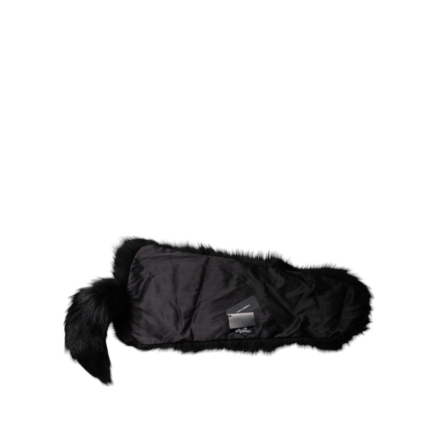 Dolce & Gabbana Black Fox Fur Neck Wrap Warmer Winter Scarf MS7117