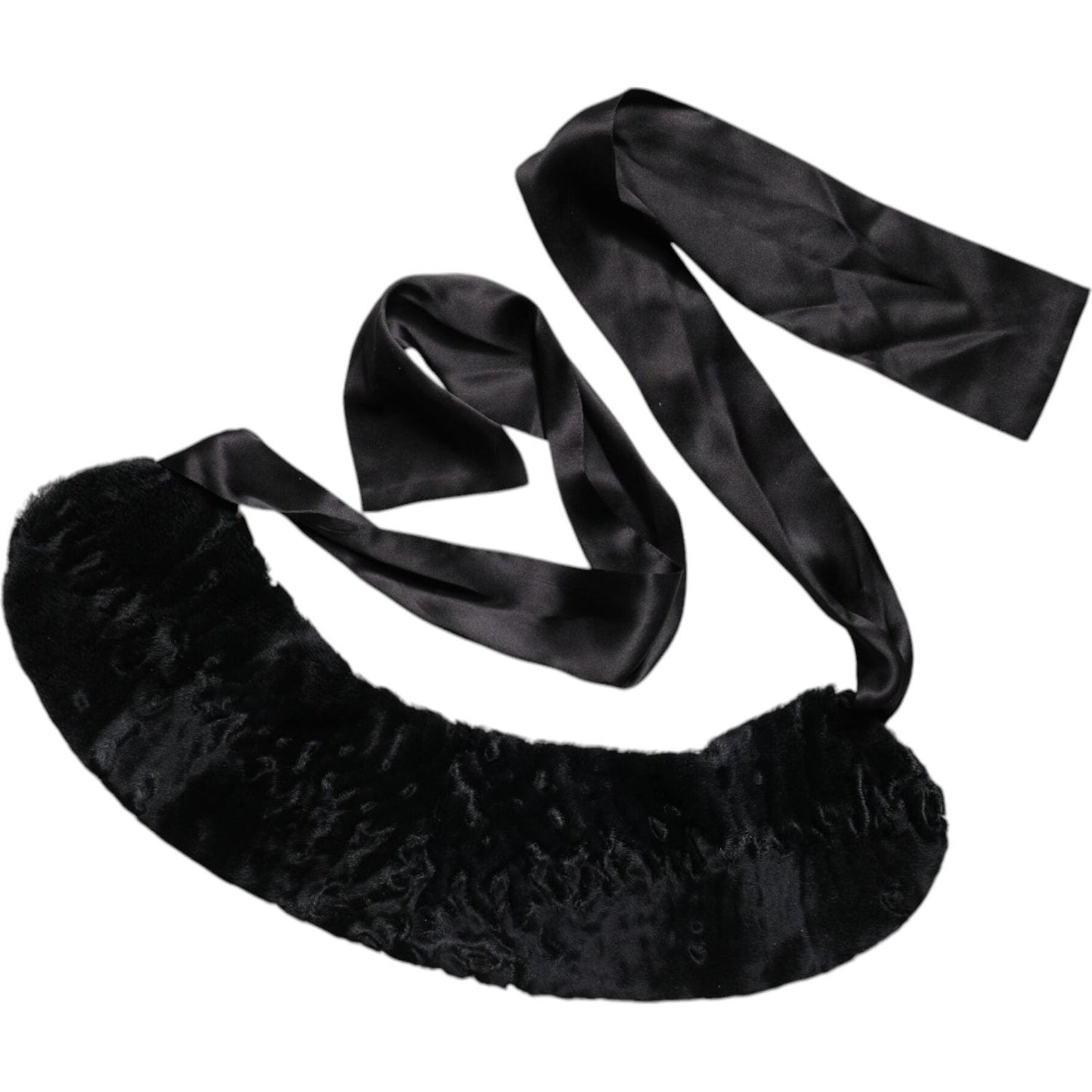 Dolce & Gabbana Black Lamb Fur Women Neck Warmer Winter Scarf MS7125-40