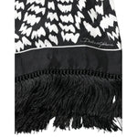 Dolce & Gabbana Black White Patterned Fringes Shawl Scarf MS7157