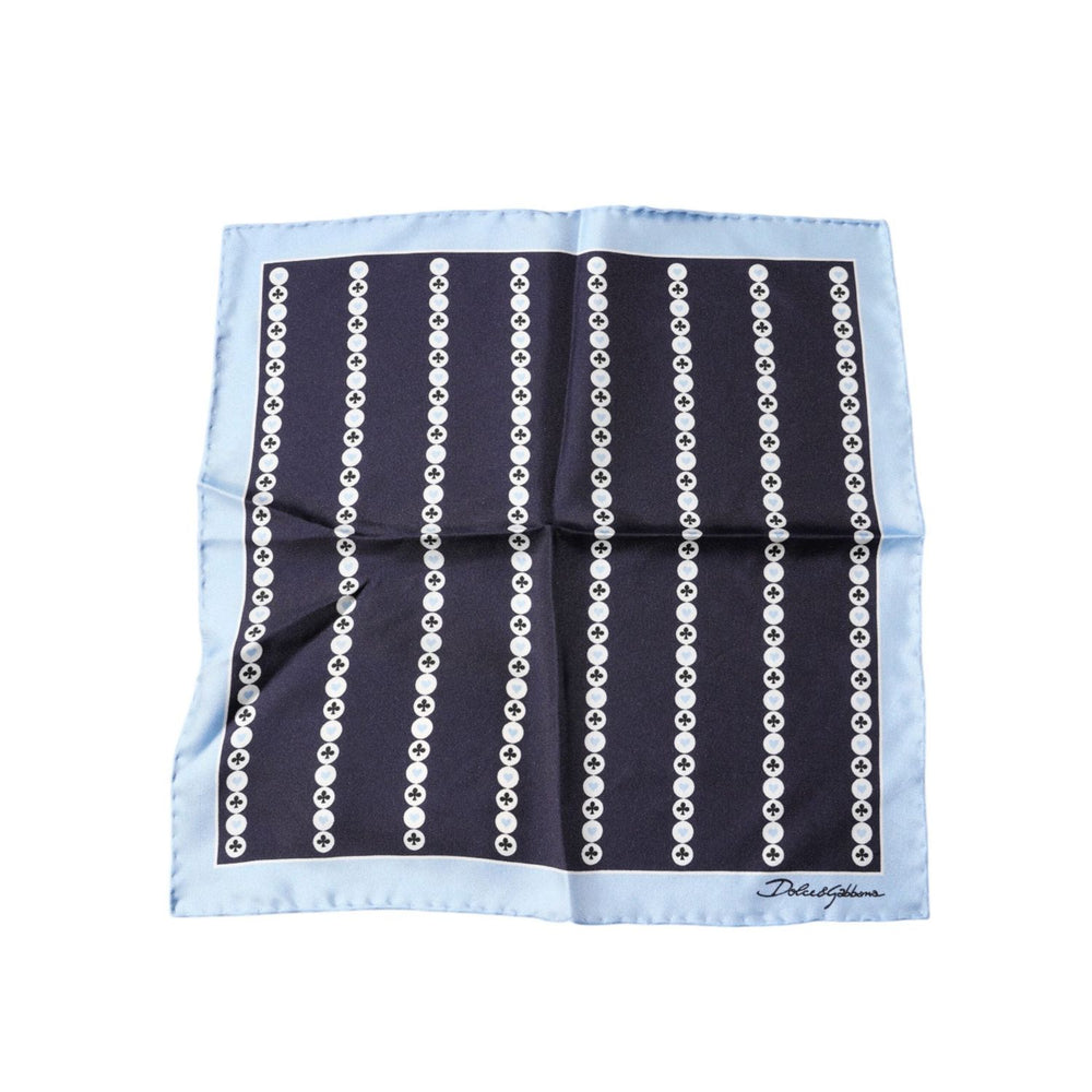 Dolce & Gabbana Blue Heart Spade Silk Handkerchief Scarf MS7276