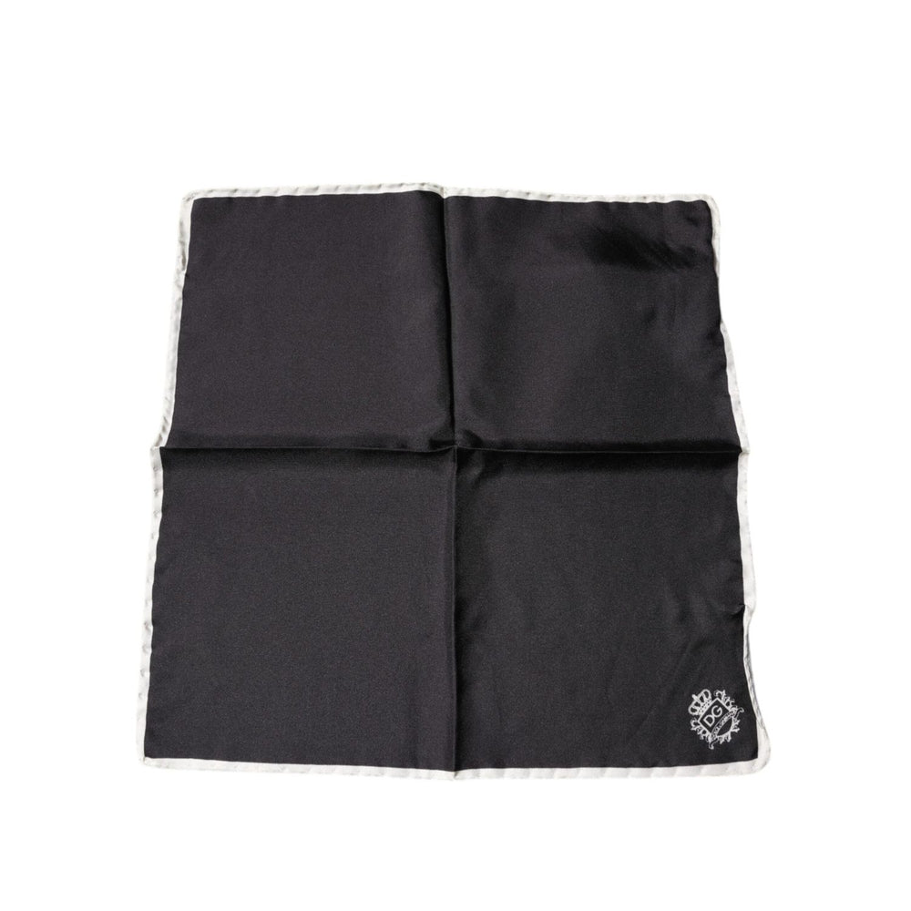 Dolce & Gabbana Black Crown Logo Square Handkerchief Scarf MS7295