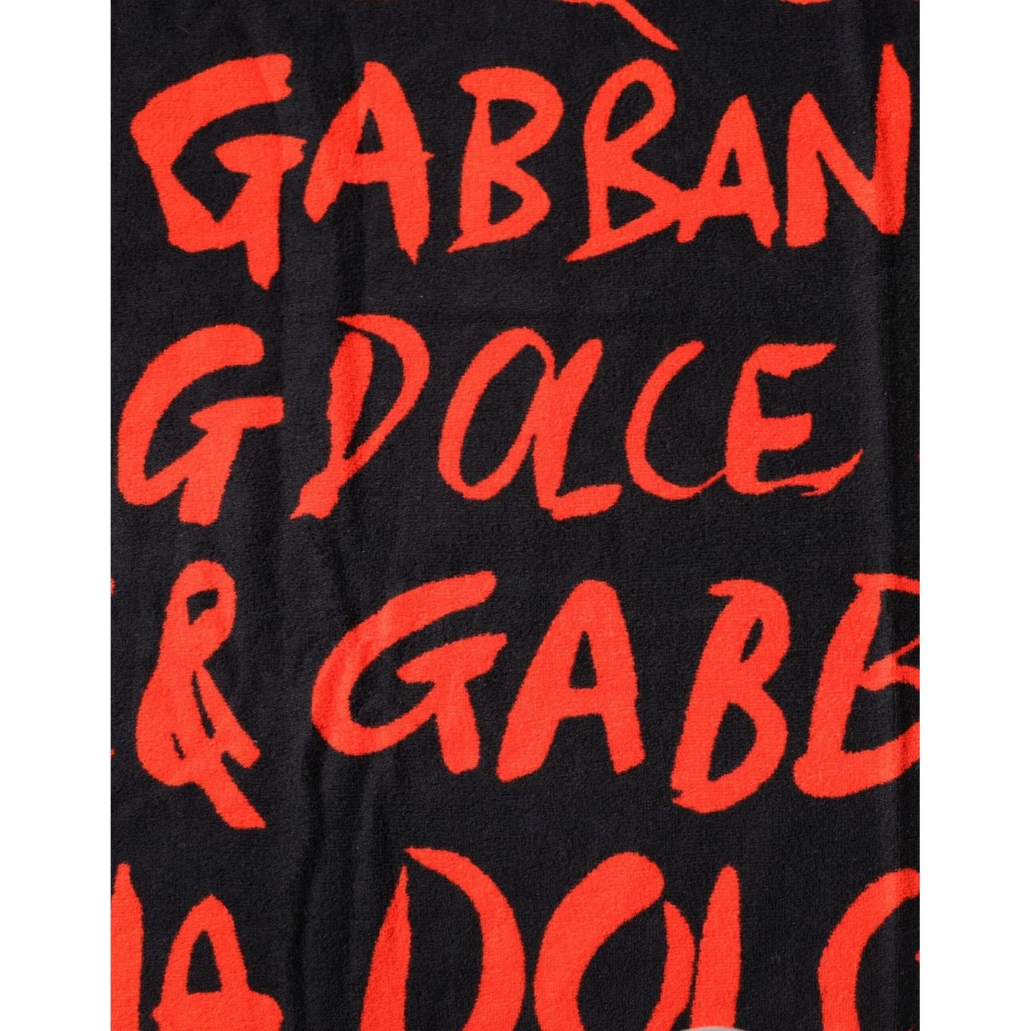 Dolce & Gabbana Black Red Logo Print Cotton Beach Towel MS7445
