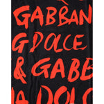 Dolce & Gabbana Black Red Logo Print Cotton Beach Towel MS7445