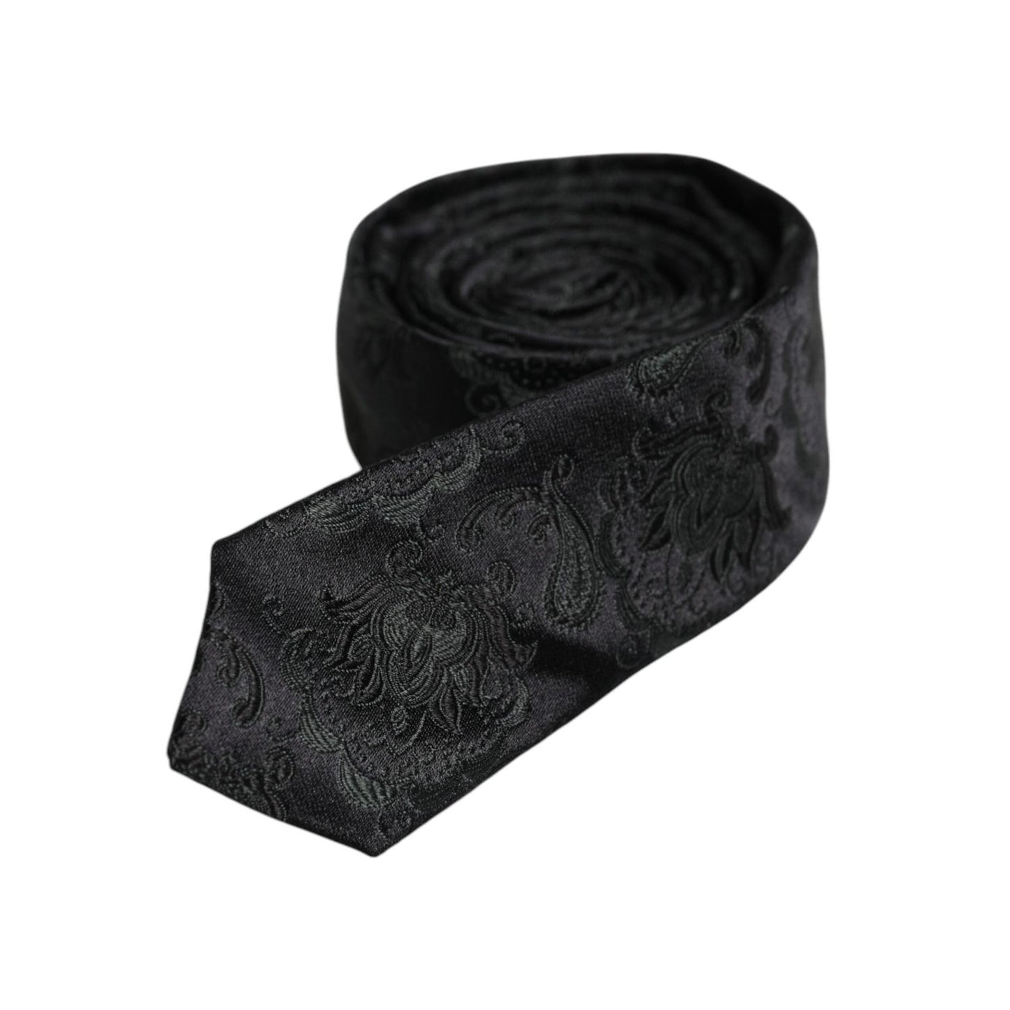 Dolce & Gabbana Dark Green Floral Silk Adjustable Necktie Tie KRA3436